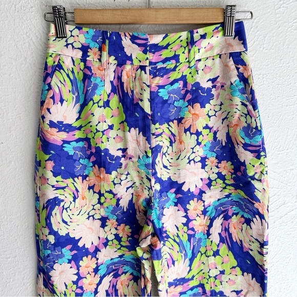 ASOS DESIGN tailored wide leg dad pants in blue floral print Sz 2 NWT - Picture 4 of 7